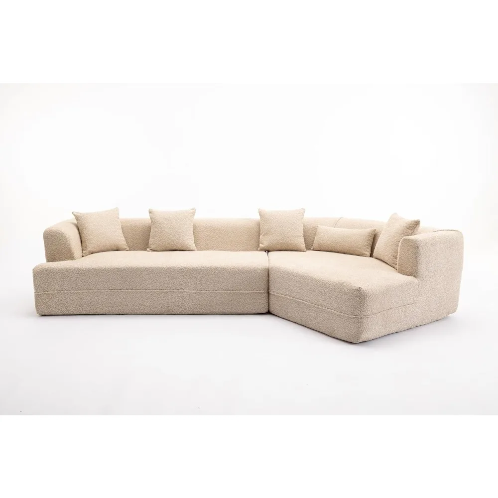 Customized Hotel sofa ，Modern Living Room Cloud Curved Foam Sofa with Chaise Lounge,Right-Facing  Modular Sectional Couch