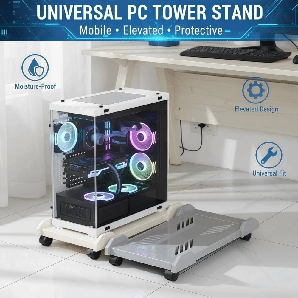 

С роликами, подставка для настольного компьютера, увеличивающая высоту, влагостойкий универсальный держатель процессора, регулируемый мобильный телефон