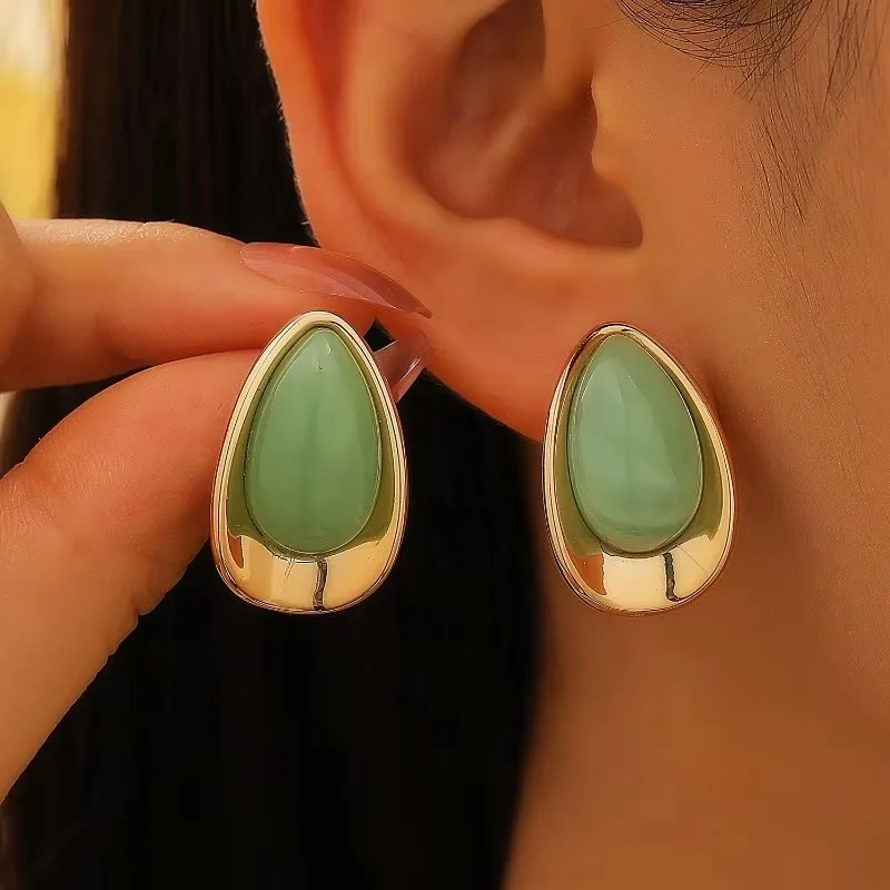 Fashion Ins Minimalist Water Droplet Earrings Women Elegant Luxury Quality Jewelry Accessories Trendy Daily Party Holiday Gifts