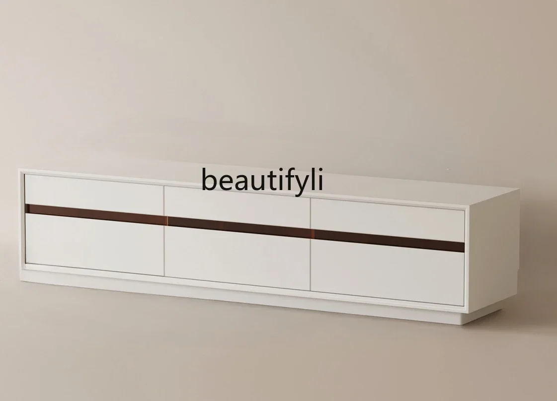 

A15 French Cream Style TV Cabinet Modern Minimalist Living Room White Home Floor Minimalist Laser Cabinet