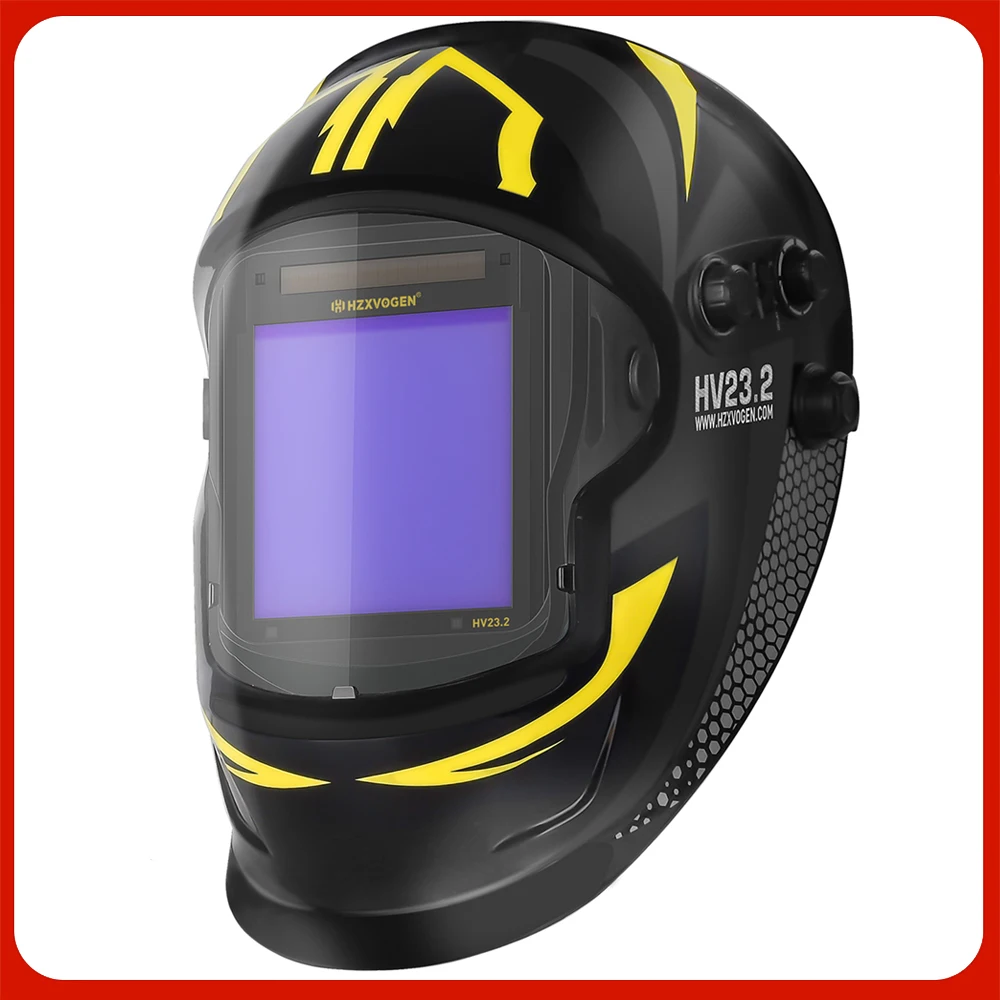 

HZXVOGEN Welding Helmet Large Viewing True Color Solar Powered Welding Mask for TIG MIG MMA CUT DIN4 1/1/1/2 Soldering Mask