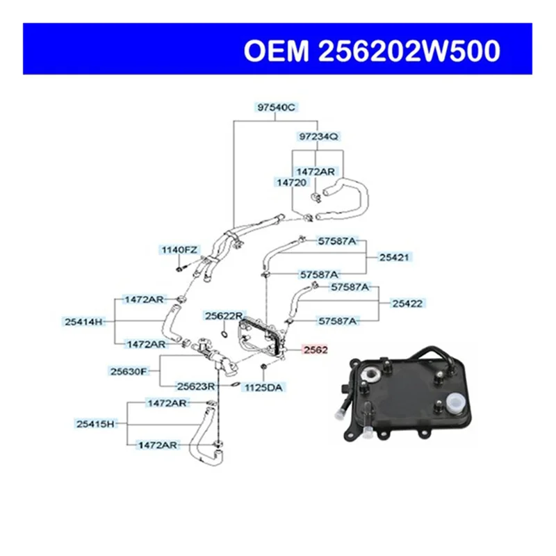 

1 PCS Car Transmission Oil Fluid Cooler Warmer Parts Accessories For Hyundai Santa Fe 2013-2019 Kia Sorento 2013-2015 256202W500