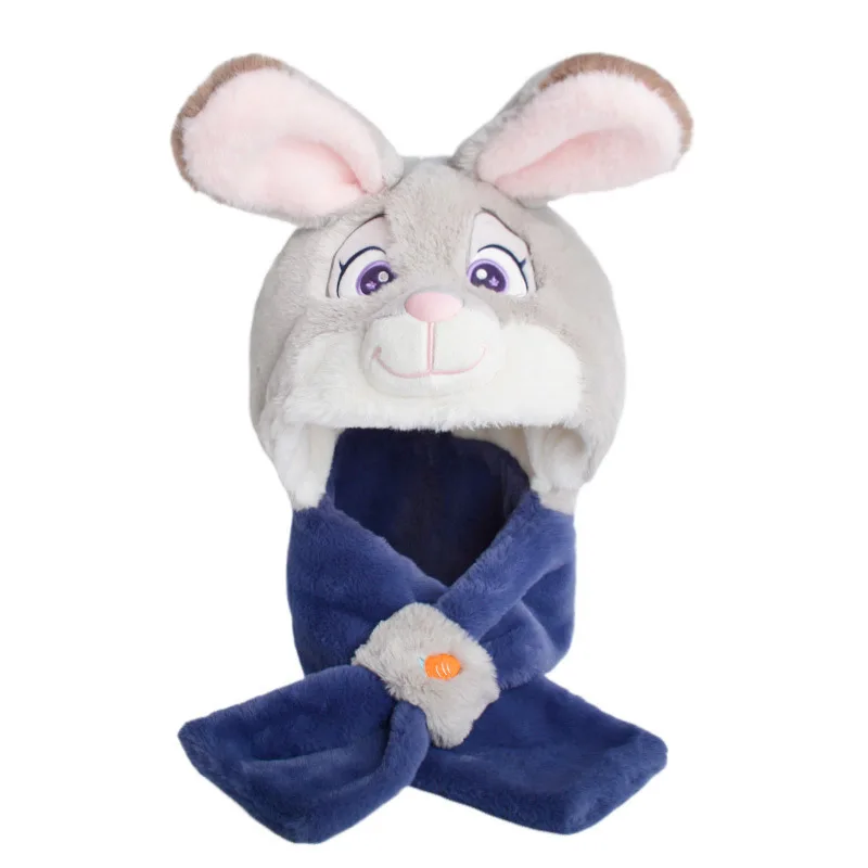 ديزني زوتوبيا نيك جودي واقية ثلاثية الأبعاد غطاء الأذن الشتاء تقليد فرو الأرنب مع المخملية السميكة الاطفال هدية الكريسماس