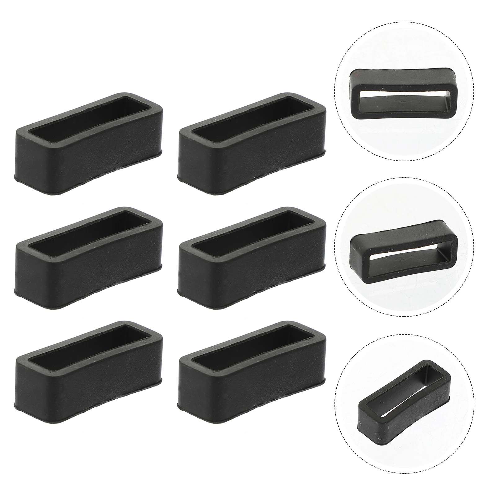 

6pcs Silicone Watchband Loop Black Retainer Elastic Strap Holder Replacement Parts For Smartwatch Band Comfort Fit Durable Easy