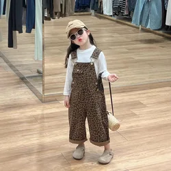 Jumpsuit for Girls 2026 Autumn Kids Girls Retro Leopard Print One-piece Overalls