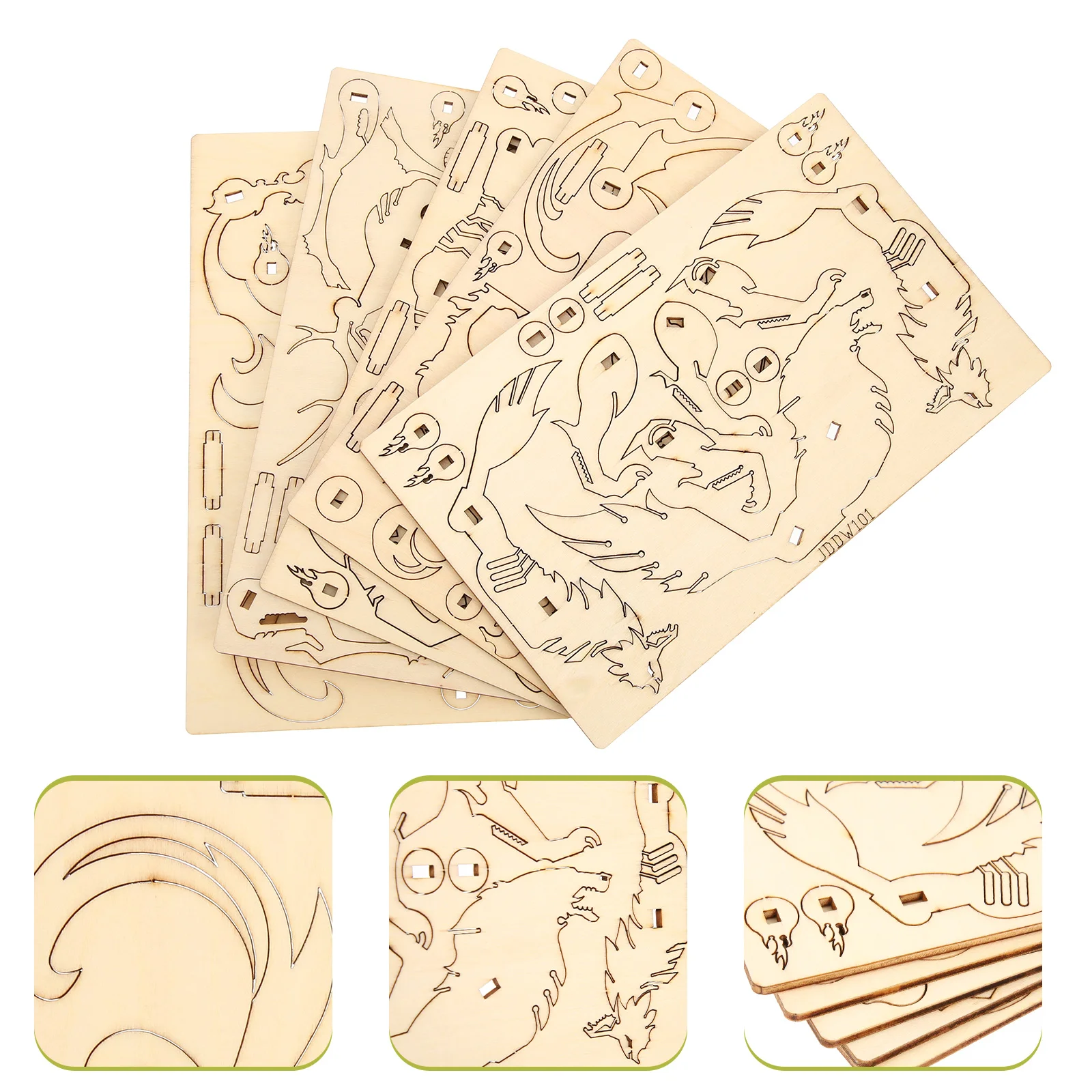 5 Pcs Wooden Puzzle Jigsaw Puzzles 3d Assemble Charm DIY Animals Kit Self-assembling