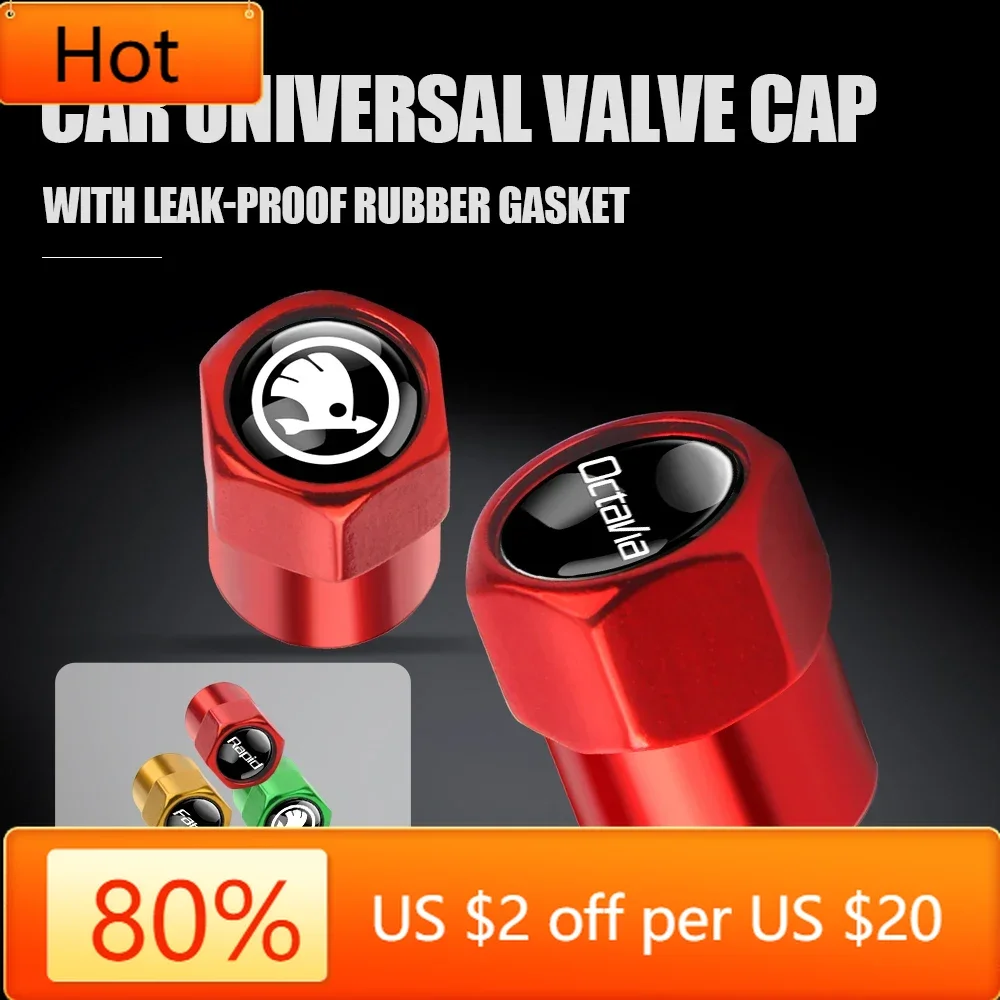 

Для Skoda Автомобильная наклейка 2025 Новый 4 шт. Автомобильная эмблема Крышки клапанов шин Пылезащитные колпачки для Skoda S VRS VII Octavia Superb A5 A7 3 Kodiaq Fab