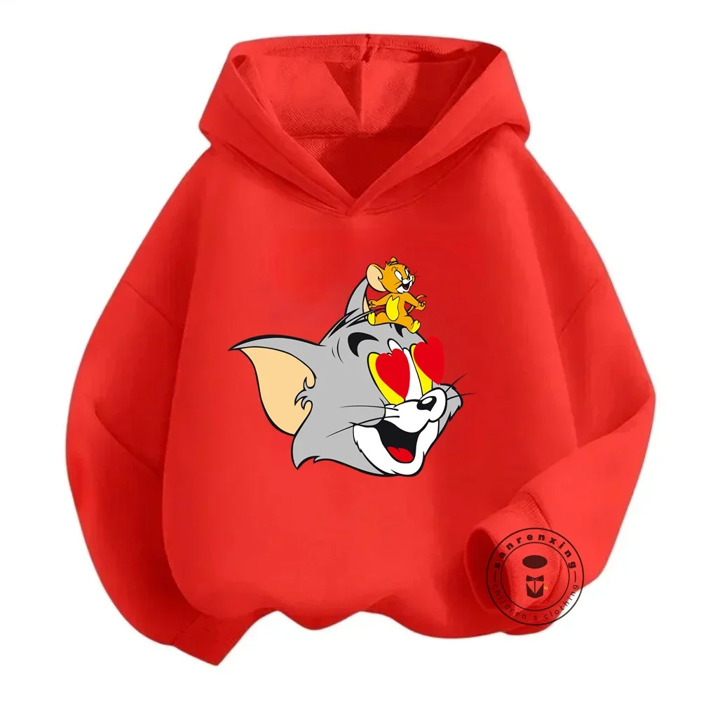 Cute and Kawaii Tom and Jerry Patterns on Trendy Warm Hoodies for Kids Perfect Autumn and Winter Fashion with a Hip-Hop Style