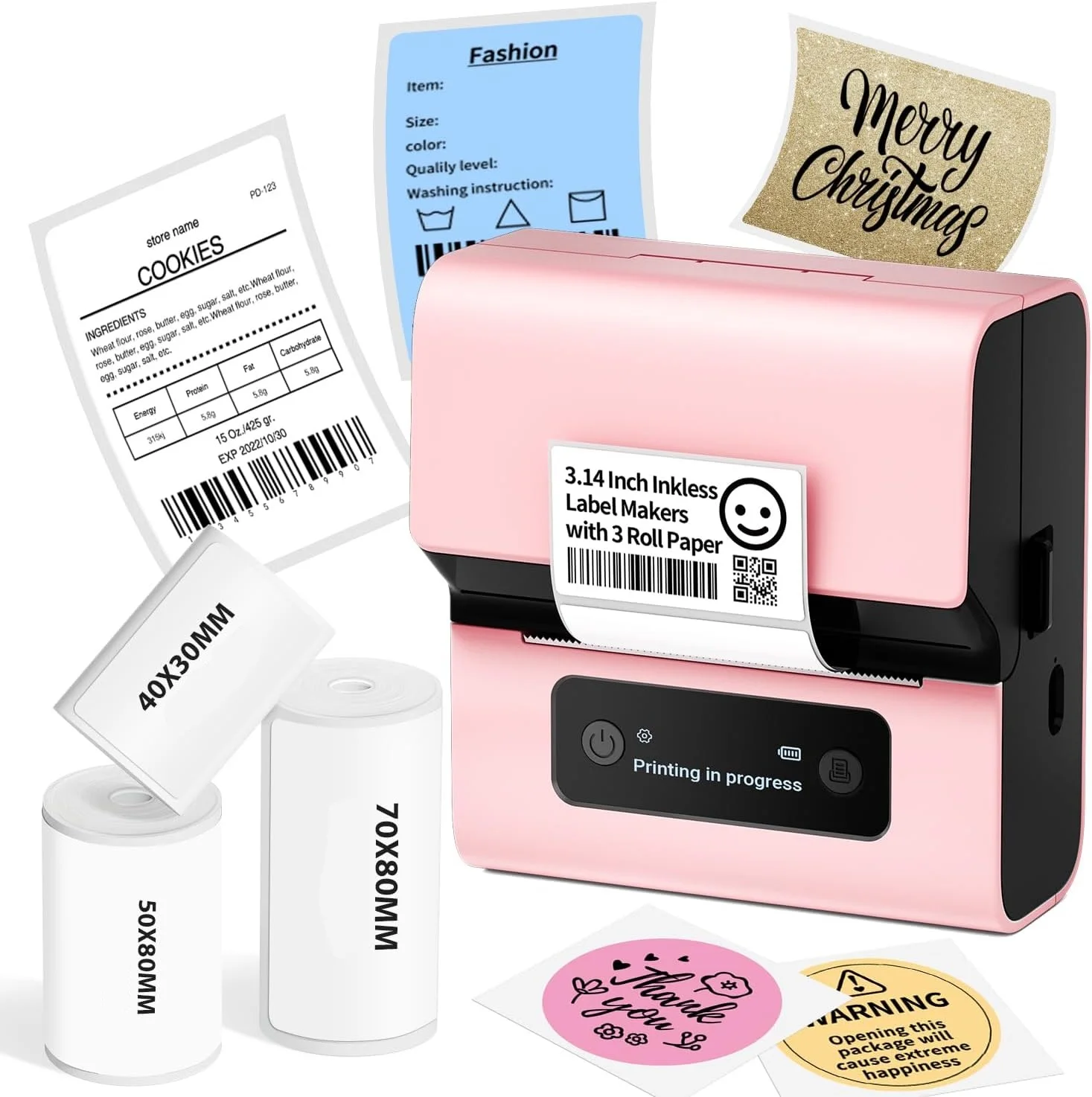 

Phomemo Portable Label Maker Pink M221 Upgrade Barcode Label Printer Bluetooth Thermal Inkless Label Maker Support Phone&PC