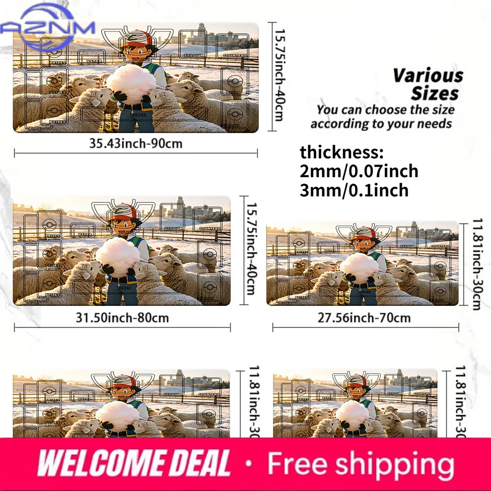 

Pokemon Ash Sheep Farm Winter TCG Playmat Mouse Pad Multi Sizes Gaming Desk Mat
