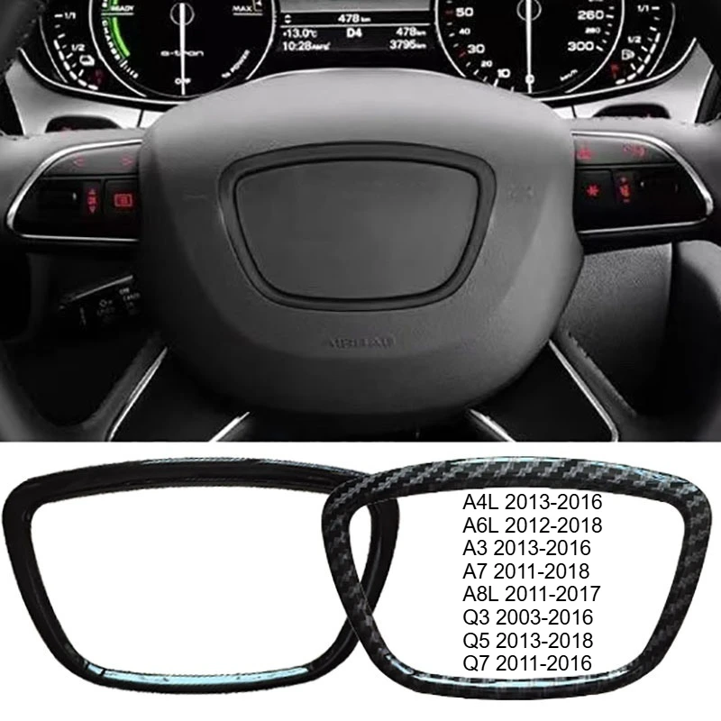 Carbon Fiber Car Steering Wheel Ring Trim Sticker Cover Auto Decoration Accessories For Audi A4 B6 B7 B8 A6 C6 A5 Q7 Q5 A3 8P S3