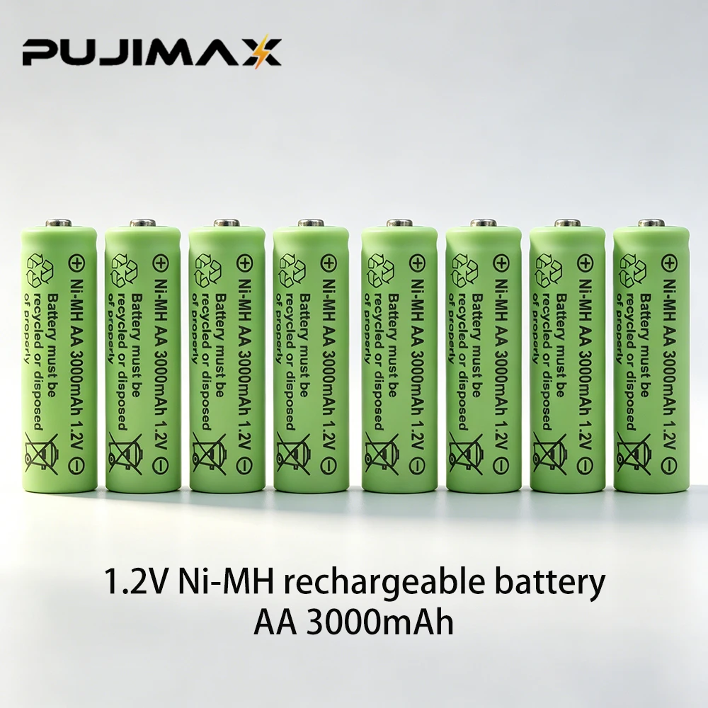 PUJIMX 1.2V AAA 1800mAh Battery 3000mAh AA NI-MH Rechargeable Battery for Remote Control Clock Mice Computer Toy MP3/MP4 Player