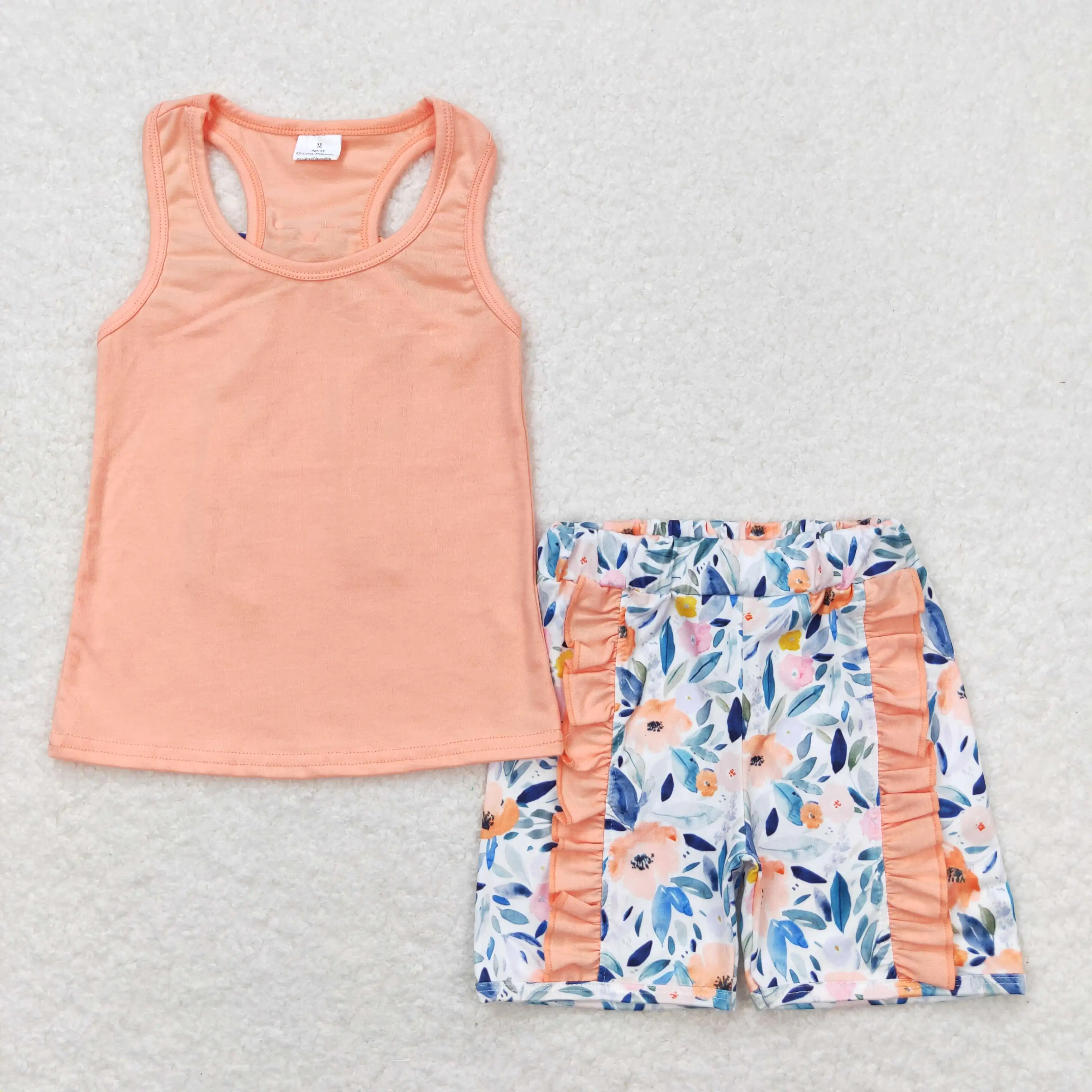 

z91-18 GSSO1061 Summer baby girl sets new arrival Flower bow solid color sleeveless lace shorts suit Boutique Children clothing