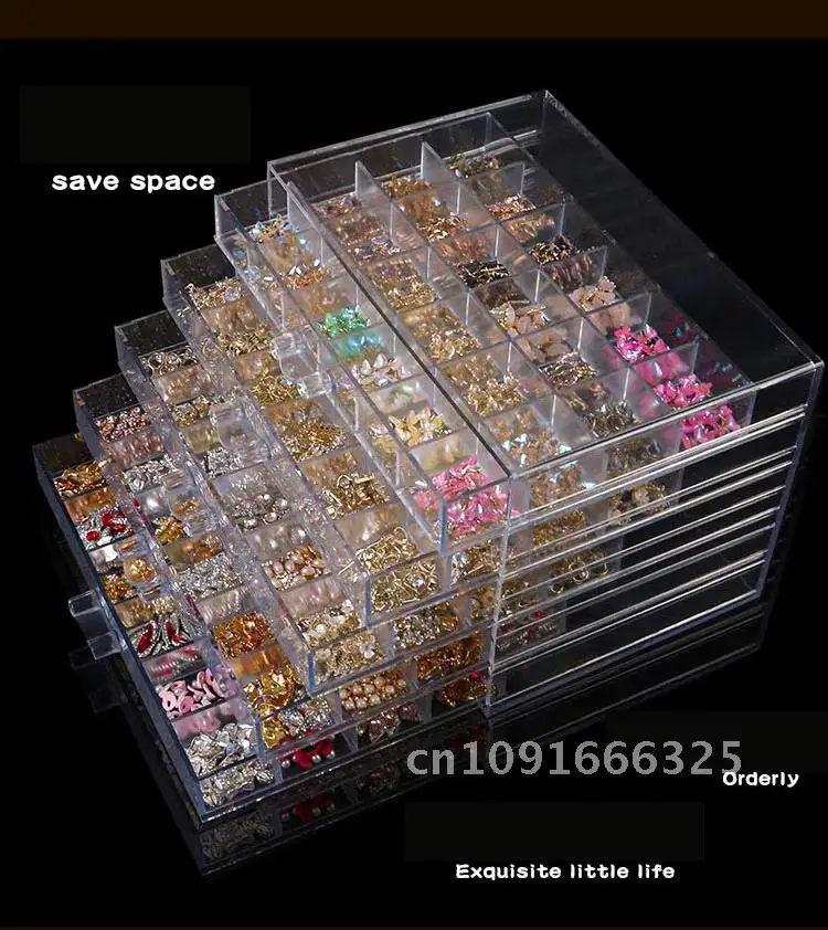 5 couches Nail Art décoration accessoires bijoux cristal organisateur stockage anti-poussière boîte conteneur