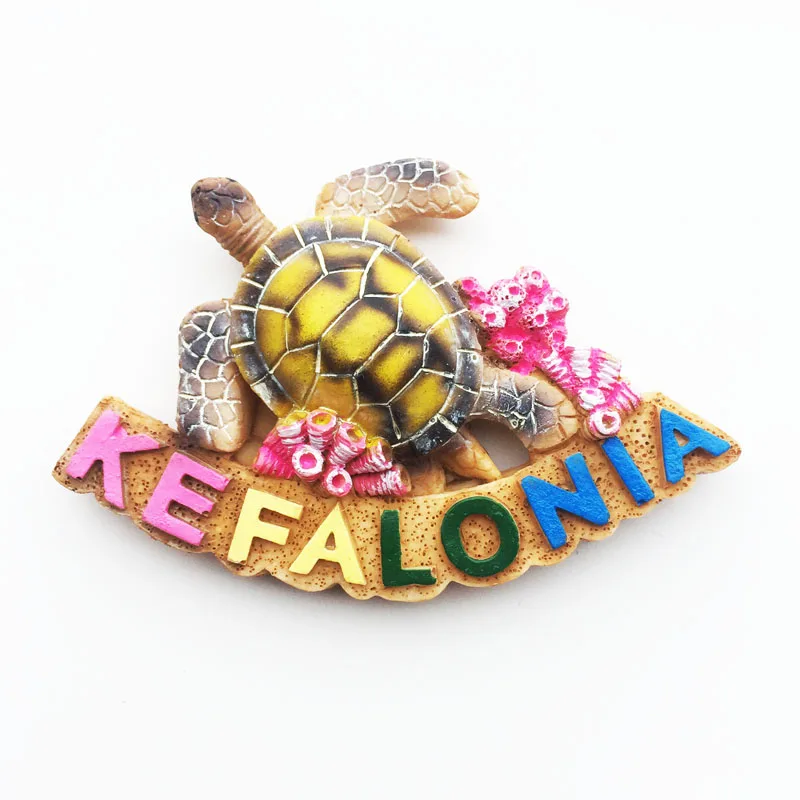 Fridge magnet Greek island of Kefalonia sea turtle personalized cultural landscape decoration message post tourist souvenir