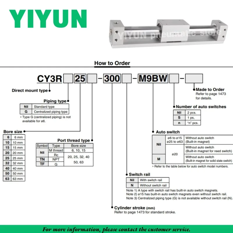 1PC Magnetically Coupled Rodless Cylinder Aluminum alloy CY1R CY3R15-350 CY3R-400 CY3R-450 CY3R-500 CY3R-600 CY CY1R CY3R series