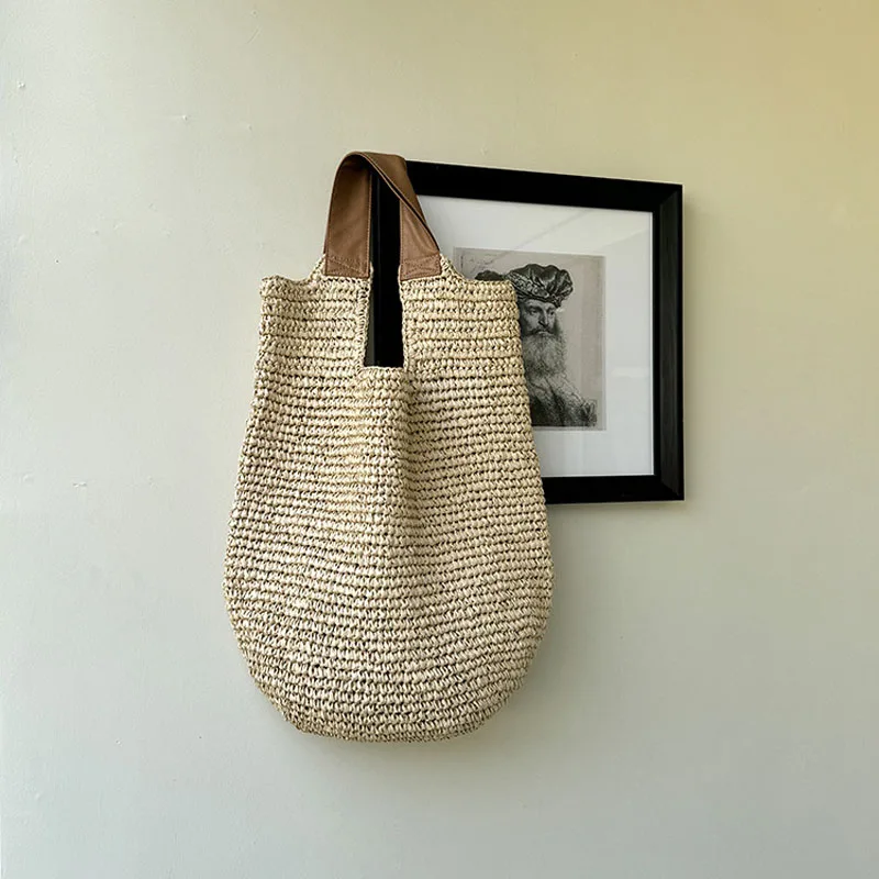 

Hylhexyr Ladies Large Capacity Handmade Woven Tote Bag Single Shoulder Bags Beach Vacation Handbag