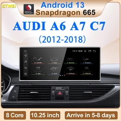 STWEI Qualcomm Snapdragon665 Android13 10.25inch Wireless Carplay AUTO For AUDI 2012-2018 Year A6 A7 C7 Car Multimedia Screen