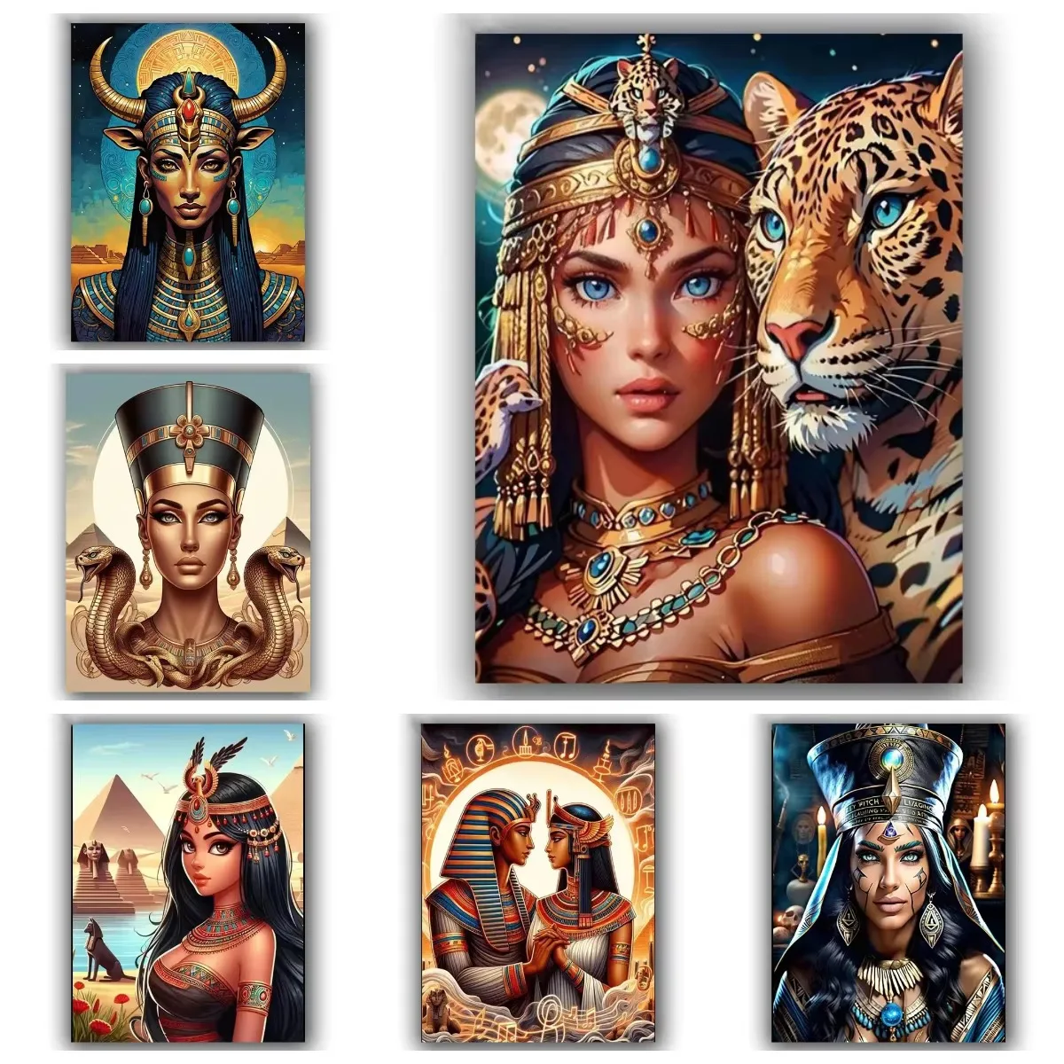 Diamond Painting Ancient Egyptian Mythology Pharaoh Queen Leopard Mosaic Handicraft, Ideal Present DIY Art Creation Home Decor