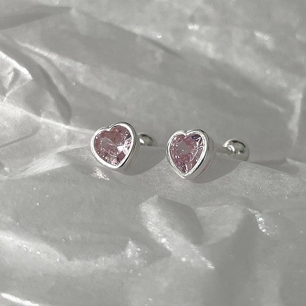 Mini Colorful Heart Ear Cartilage Piercing Lobe Stud Earring for Women Y2k Accessories Tragus Rook Helix Flat Ear Jewelry KAE312
