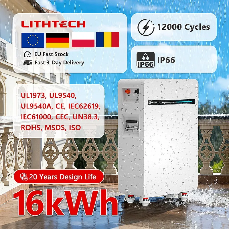 Batterie LiFePO4 51,2V 200Ah 280Ah 314Ah 10KWh 15KWh 16KWh Pack de Stockage d'Énergie Domestique Mural avec BMS Intelligent pour Système Solaire Hors Réseau