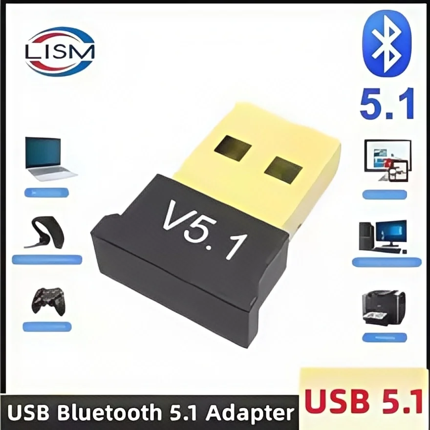 

Адаптер Mini USB Bluetooth 5.1/5.3/5.4 — беспроводной ключ для ПК/ноутбука, совместимый с мышью/клавиатурой/динамиком/принтером (Plug & Play)