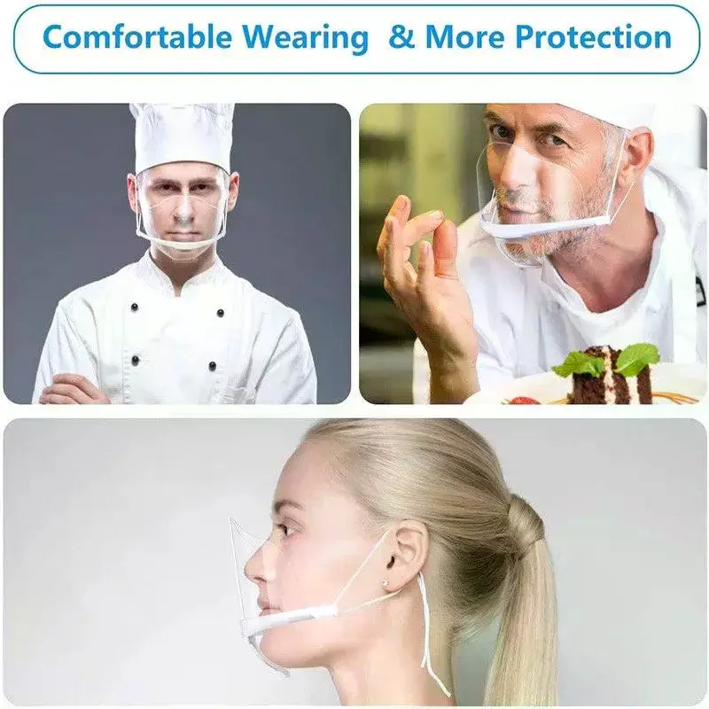 10/30/50 PCS Transparent Clear Anti Fog Reusable Mouth Shield For Catering Kitchen Healthcare Staff Daily Use