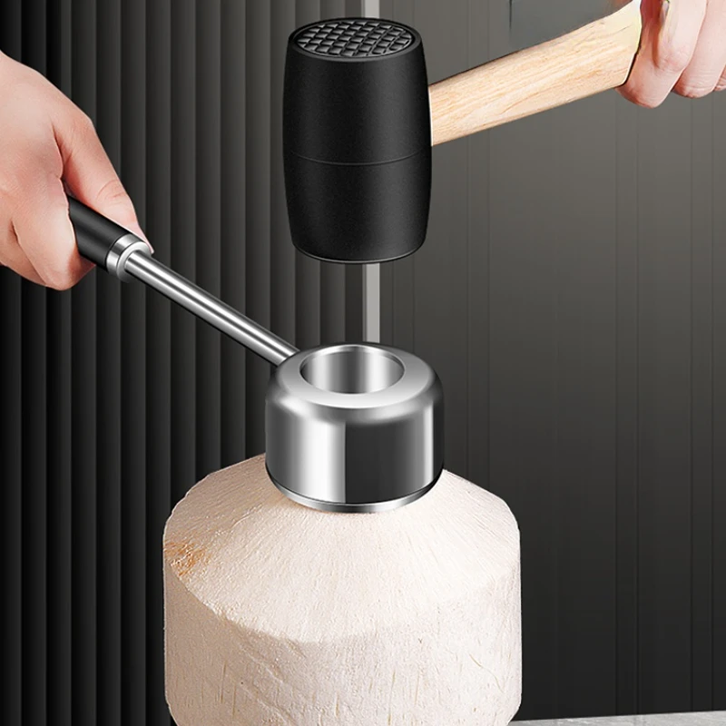 Coconut Opener Hammer Gadget Kitchen Gadgets Shell Opener Coconut Knife Hole Puncher Tools Dining Bar Home Garden