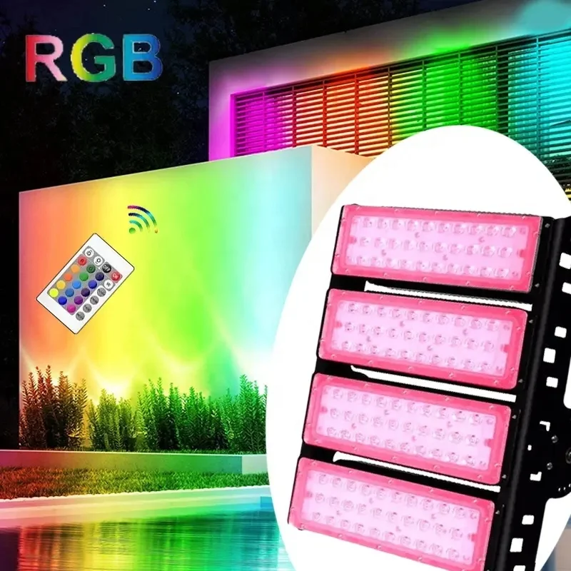 

Outdoor IP65 Waterproof 50W Led Flood Light with Remote RGB Colorful DMX512 External Control Led Module Sport Stadium Lighting
