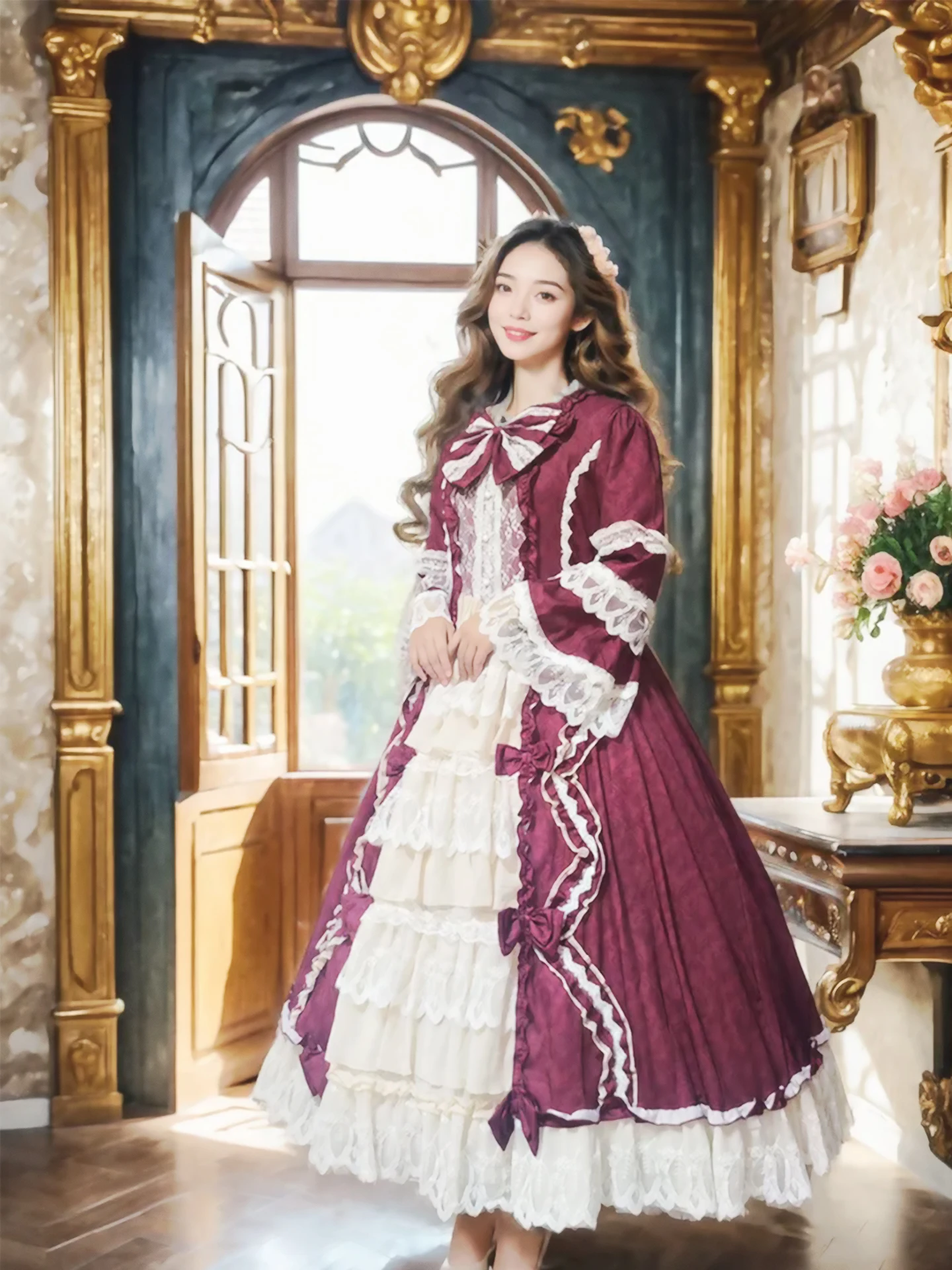 Lolita-jurk met uitlopende mouwen, prinsessenstijl, verjaardag, volwassen ceremonie, zoete elegante dame, gezwollen lange Lolita-jurk