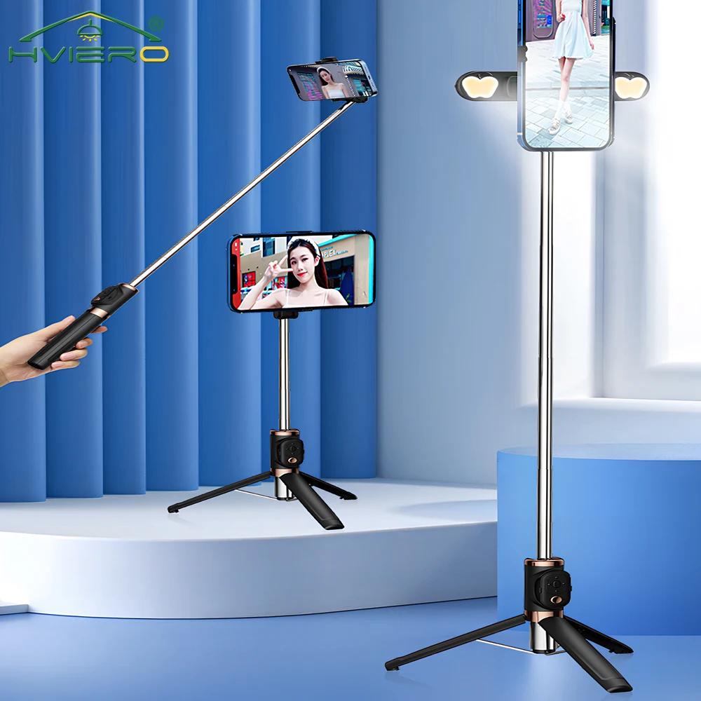 1X Phone Selfie Stick Bracket Bluetooth Multi-function Mini Remote Control Mobile Dual Fill Light Integrated Live Camera Tripod