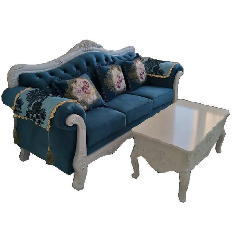 

Living room sofa, solid wood carved sofa, small apartment sofa combination sofa