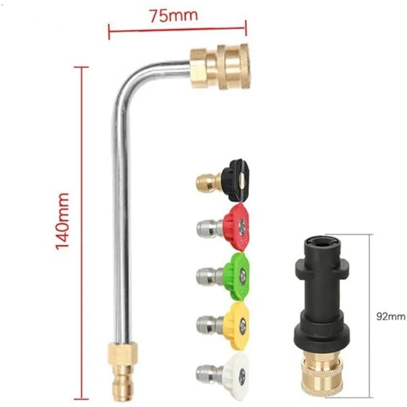 A04G-Kit adattatore per asta per lavatrice Accessori Ugello per pulizia ad alta pressione 30 gradi/90 gradi/Tipo a forma di U adatto