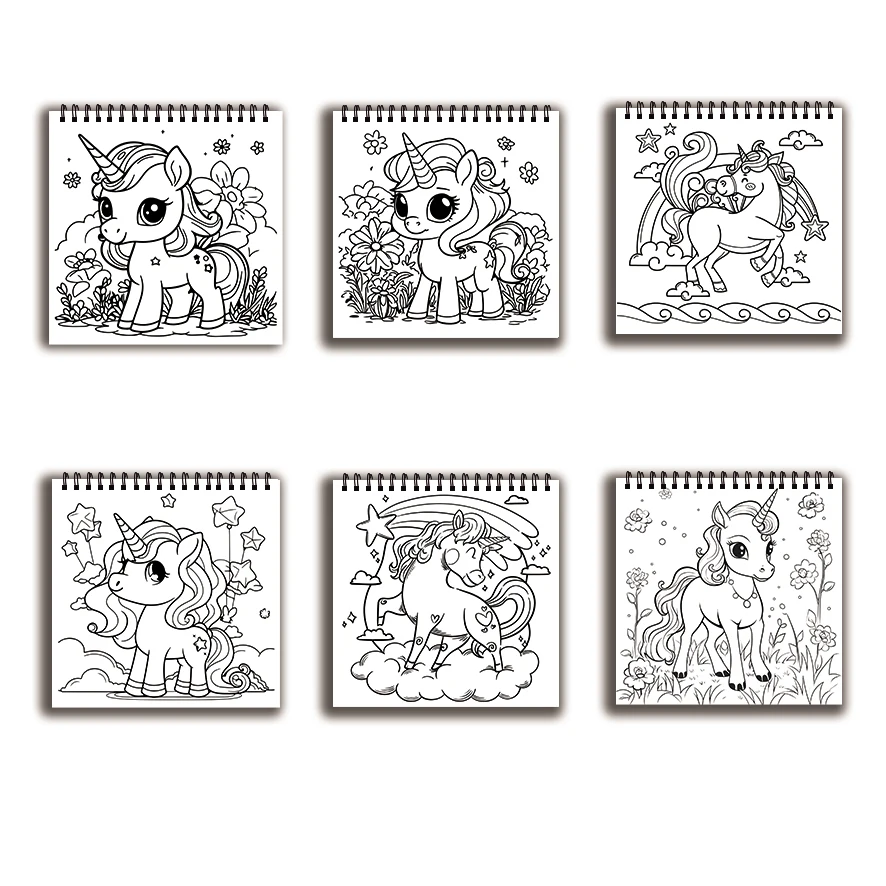 Rainbow Unicorn Coloring Book - 8.27 x 8.27 inches 32 pages coloring book - ideal gift for family or friends
