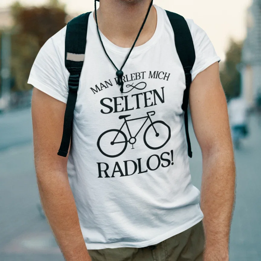 

Мужская футболка Erlebt Mich Selten Radlos, летний мужской спортивный костюм, повседневная спортивная одежда на открытом воздухе, пуловер с круглым вырезом, хлопковые топы с короткими рукавами