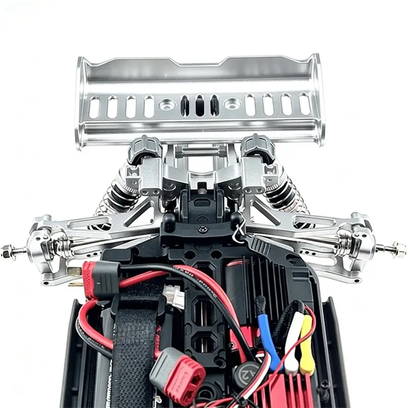 FBIL-Rear Wing Bracket Kit For MJX 1/16 RC Car 16213 16207 Upgrade Accessories Silver