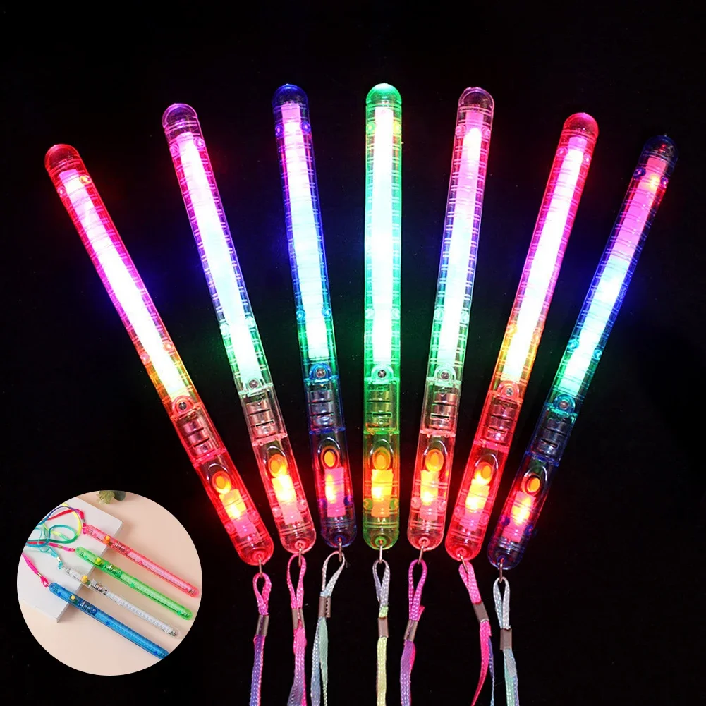 แฟลชสติ๊ก LED สีสันสดใสแบบสุ่ม21ซม. แท่งเรืองแสงแบบพกพาขนาดใหญ่อุปกรณ์คอนเสิร์ตปาร์ตี้งานแต่งงาน1ชิ้น