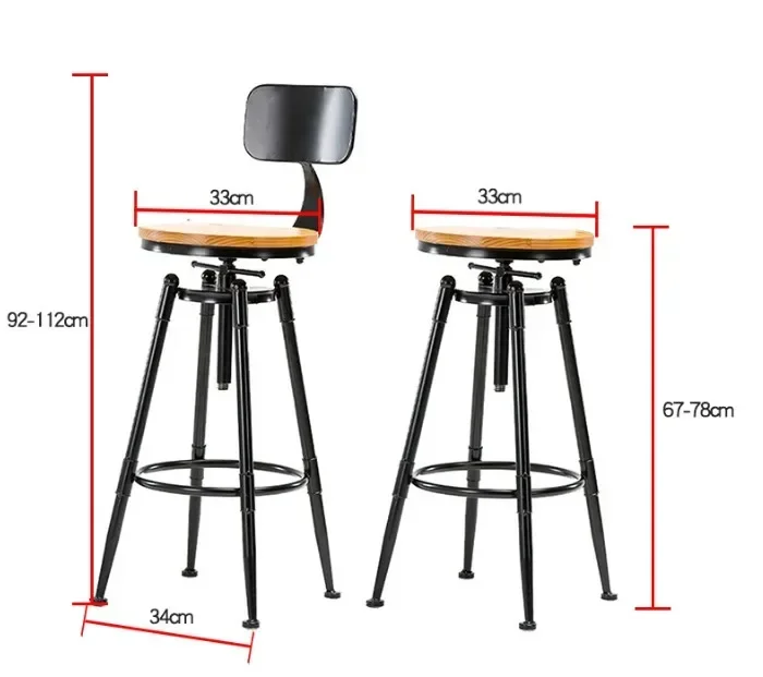 

wrought iron solid wood high bar chair