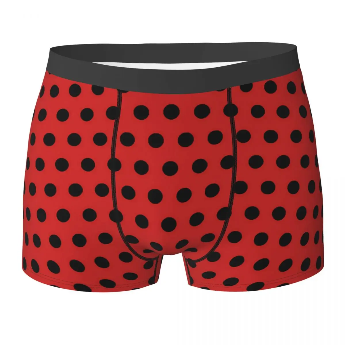 Retro Polka Dots Underwear Red and Black Print Boxer Shorts Trenky Men Underpants Plain Boxer Brief Gift