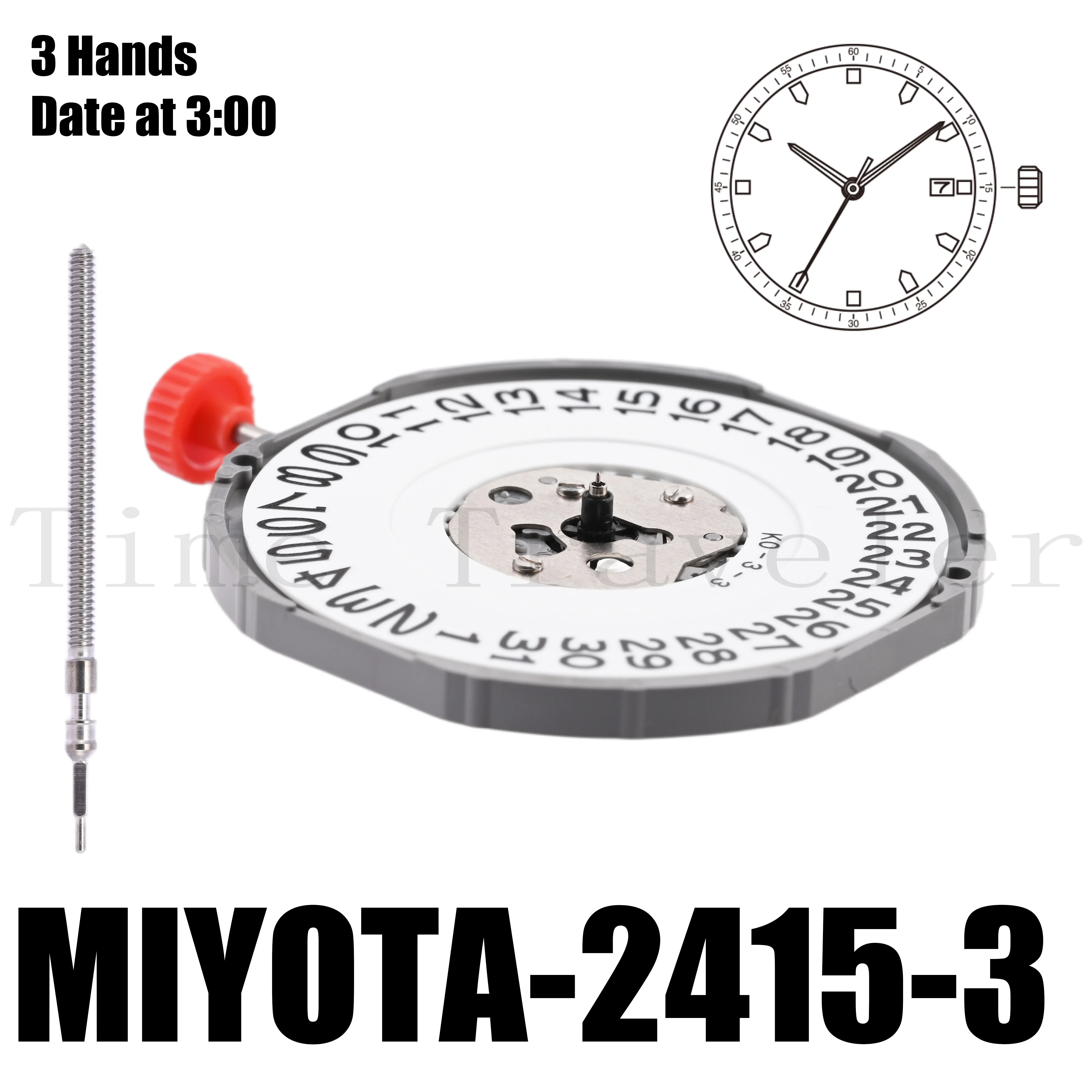 2415 Movement Miyota 2415 Movement Size  13 1/2’’’ Height  4.35mm Accuracy ±20 sec per month 3 Hands Date at 3:00