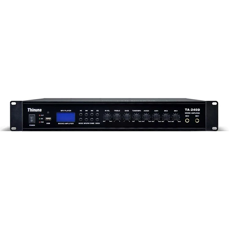 Thinuna TA series PA System Mixer Power Amplifier Microphone Input Mixing Amplifier With BT/USB/FM/LCD Display/5 EQ Sound Effect