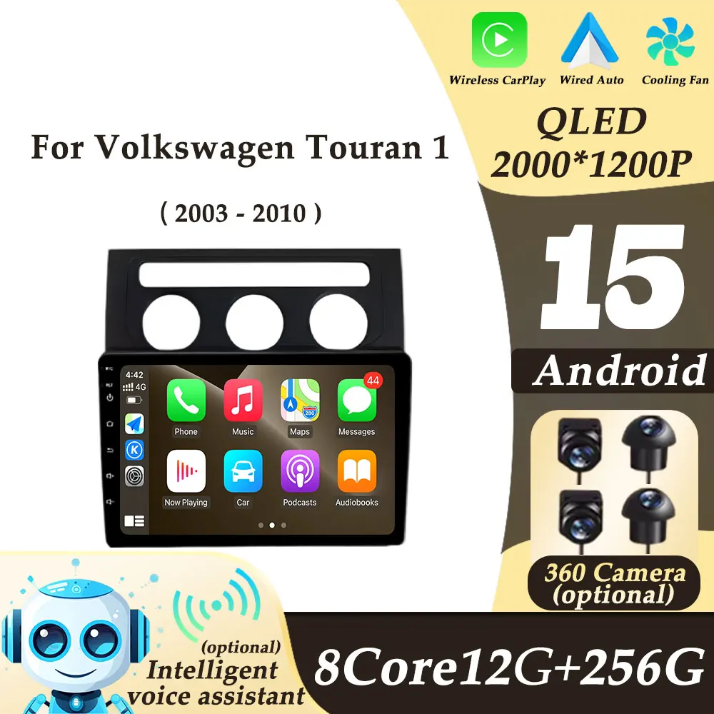 

Android 15 for Volkswagen Touran 1 2003-2010 Wireless CarPlay Video Audio Car Radio Multimedi Player Split Screen No 2 din WIFI