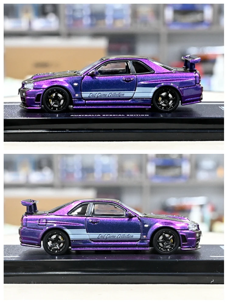 INNO 1/64 Nissan SKYLINE GT-R R34 Z-TUNE Purple Australian Special Edition Die-cast Alloy Car Model Collection Display Gifts