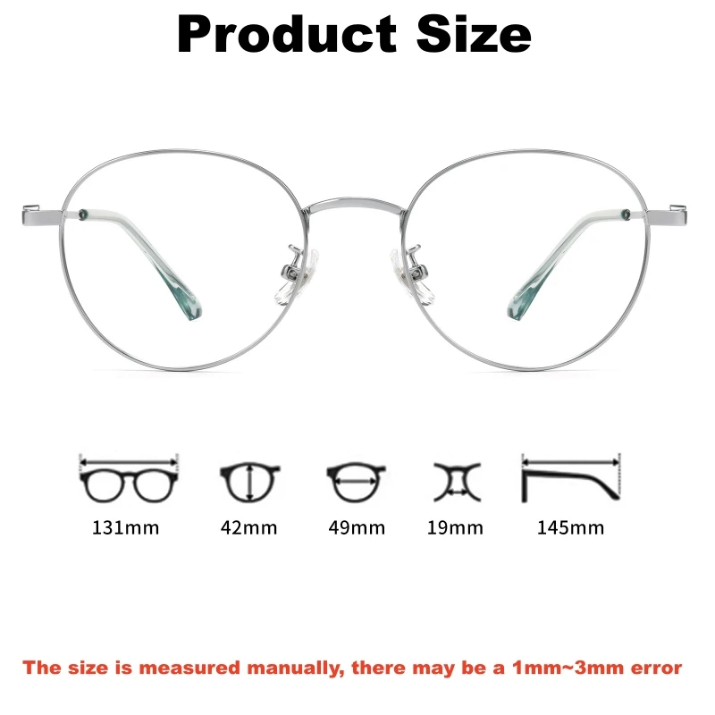 YIMARUILI صغيرة الحجم الرجال والنساء الرجعية النظارات الطبية البصرية المستديرة قصر النظر مد البصر التقدمية سبائك التيتانيوم النظارات #2