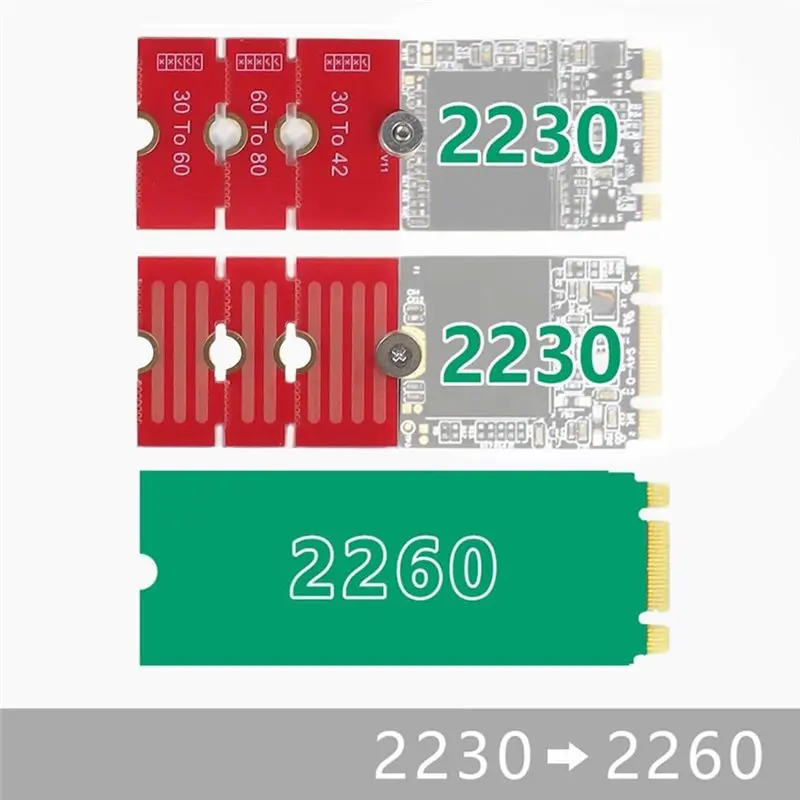 X64A-M. 2 Nvme NGFF SSD Extension Adapter Convert 10Pcs, Supports 2230 To 2242/2260/2280 Length Adjustment Bracket Conversion