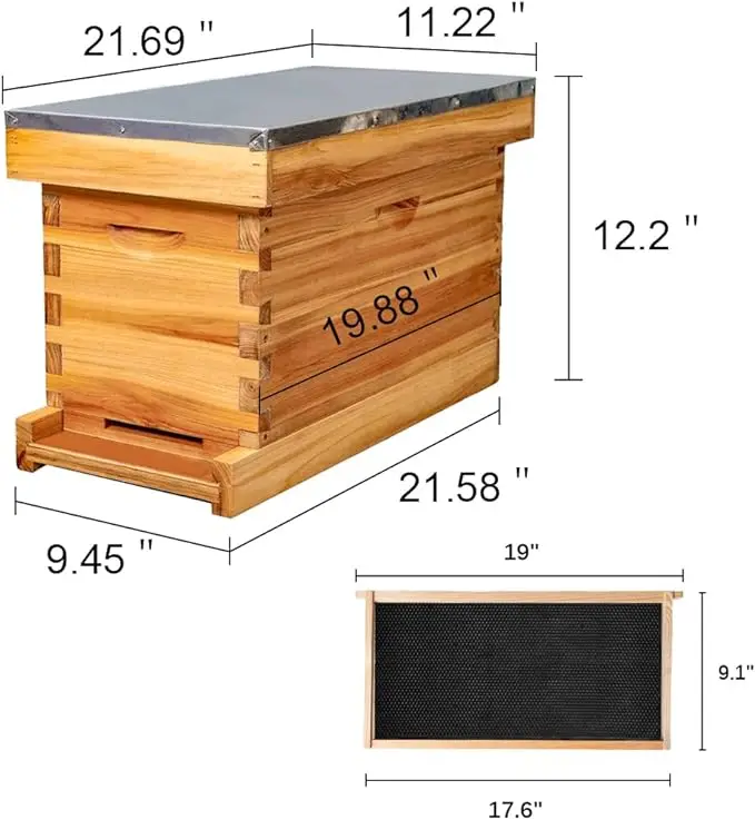 

Automatic Feed 5 Frame Bee Hive Nuc Box Coated with 100% Beeswax Includes Beehive Frames and Waxed Foundations