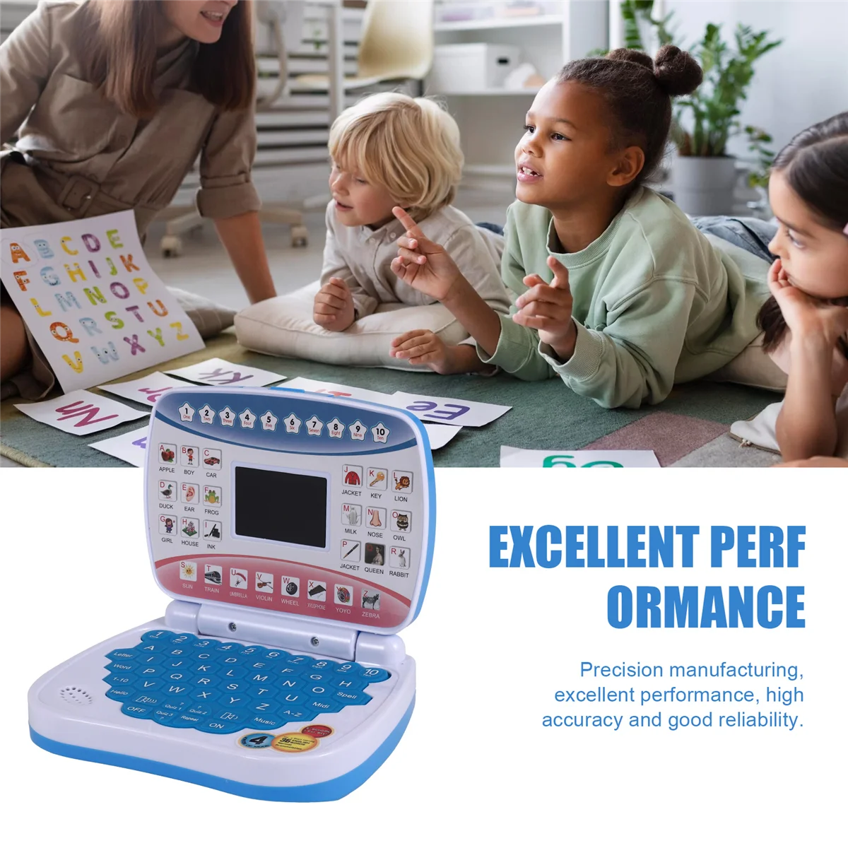 【قطرة السعر】آلة تعلم الكمبيوتر المحمول للأطفال ألعاب تعليم اللغة الإلكترونية لمرحلة ما قبل المدرسة هدية للأطفال الصغار باللون الأزرق
