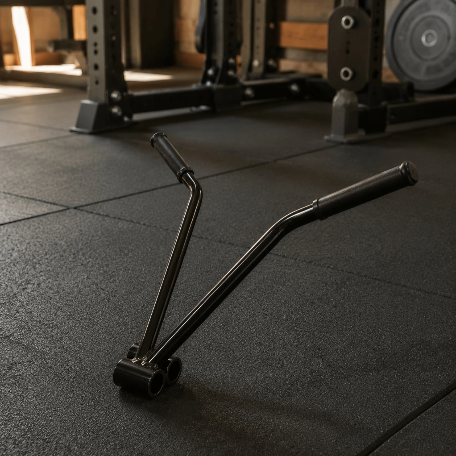 V-Shaped Steel Fitness Handle No Installation Needed Rowing Handle with Padded Grips Back Strength Training Grip Heavy Duty
