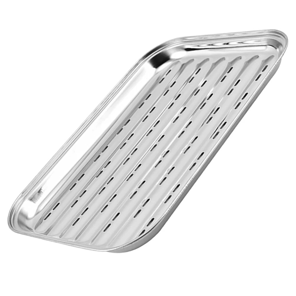 

Stainless Steel Rectangular Steam Pan Multipurpose Serving Tray Bbq Grilling Storage Food Display Plate Kitchen Catering