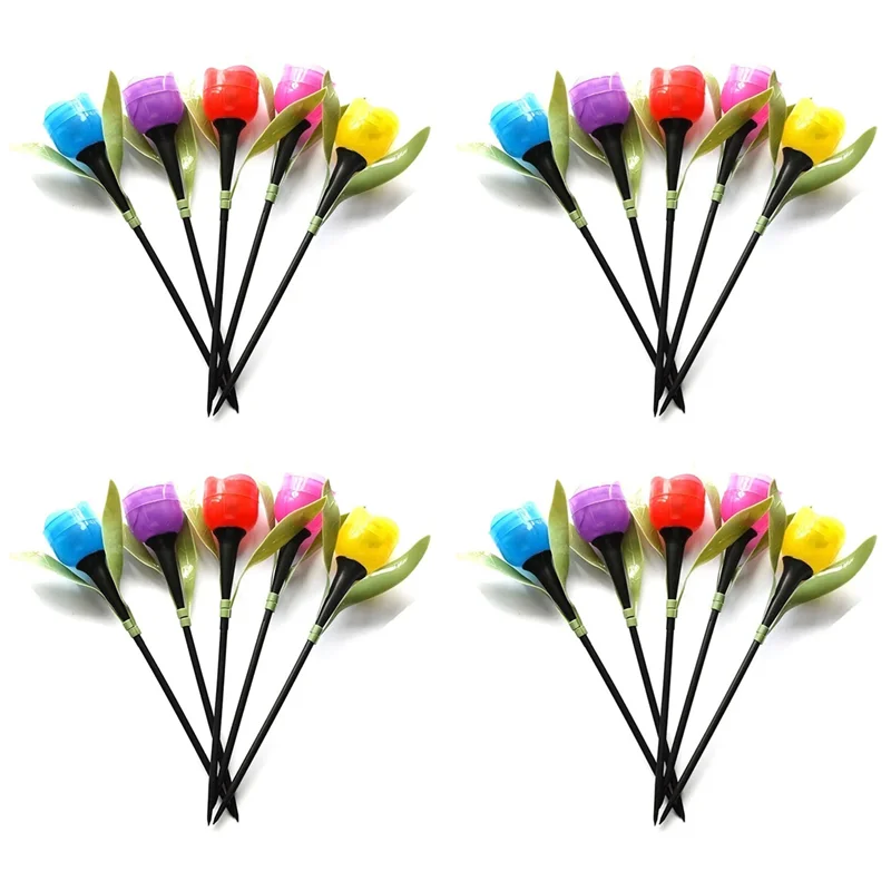 A19F-20PCS Outdoor Led Solar Light Tulip Flower Lamp Waterproof Garden Stake Lawn Lights Decor For Yard Outdoor Party Decor